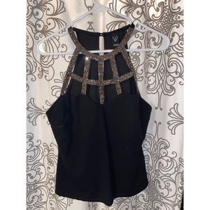 Windsor Black tank top with sparkly caged front